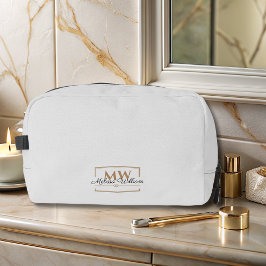 Graue Gold Monogram Name Script Waschbeutel