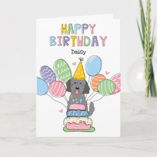 Graue Goldendoodle Hund Happy Birthday Card Karte