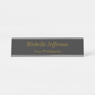 Graue Goldfarbe Beruflich Makeup Artist Schreibtischnamensplakette
