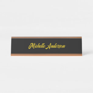 Graue Goldfarbe Moderne Minimalistische Handschrif Schreibtischnamensplakette