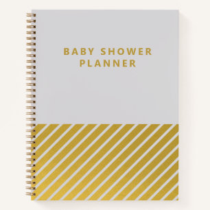 Graue Goldfolie Minimalistisch Baby Showplaner Notizbuch