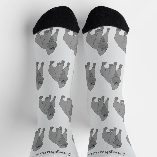 Graue Gorilla-Design personalisiert Socken (Oben)