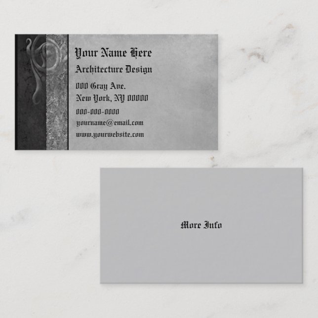 Graue gotische Steinrollen Visitenkarte (Vorne/Hinten)