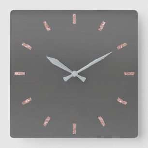 Graue Graphit Rose erröten rosa Ombre minimaler Quadratische Wanduhr