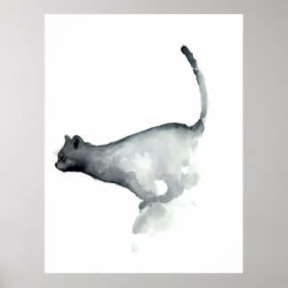 Graue, graue Katze, weiße Plakatkatzen Poster
