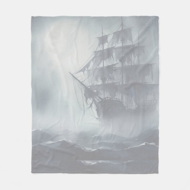Graue, graue Nebel Piratenschifffahrt Ruhestand Fleecedecke (Vorderseite)