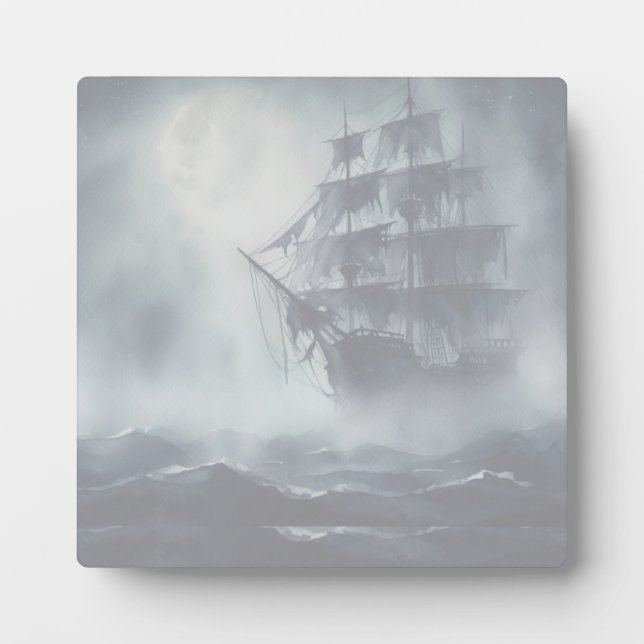 Graue, graue Nebel Piratenschifffahrt Ruhestand Fotoplatte (Vorderseite)