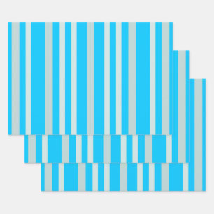 Graue graue Streifen auf Sky Blue Geschenkpapier Set