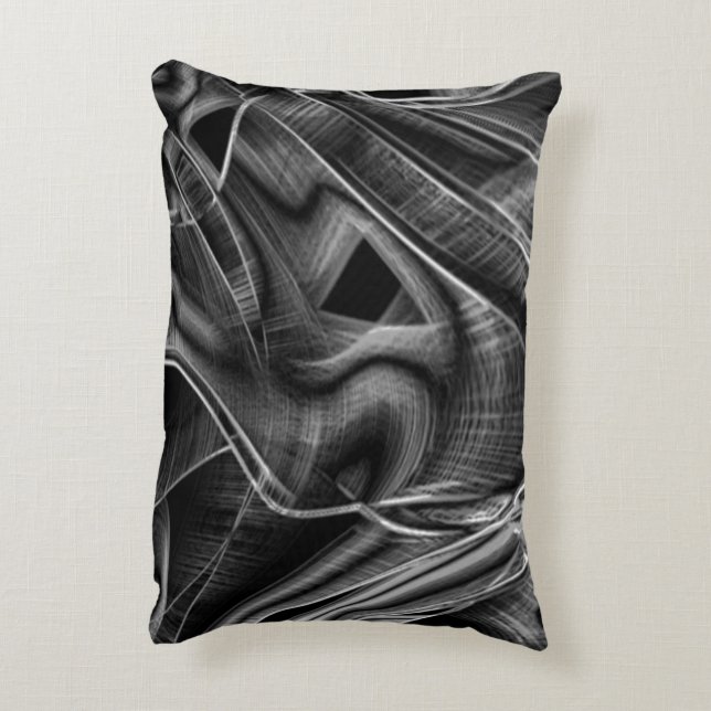 Graue Grooves, schwarzer Hintergrund Dekokissen (Rückseite(Vertikal))
