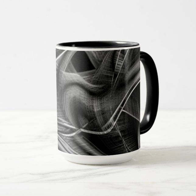 Graue Grooves, schwarzer Hintergrund Tasse (VorderseiteRechts)