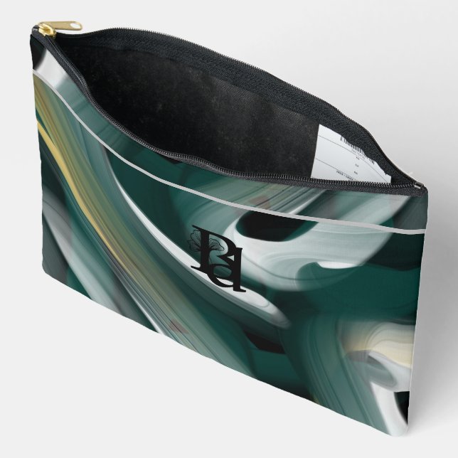 Graue große Accessoires Pouch Trend Abstrakt grün Zubehörtasche (Offen)
