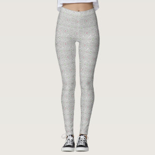 Graue, grüne, rosa Rhombusse auf weißem Boden Leggings