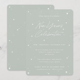 Graue grüne Schrift - Scattered Stars New Year Par Einladung