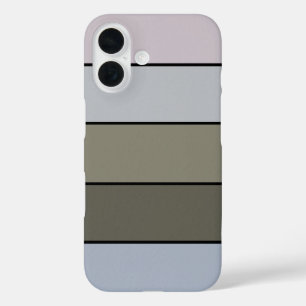 Graue Grüntöne und schwarze Streifen auf Aquarellp iPhone 16 Hülle