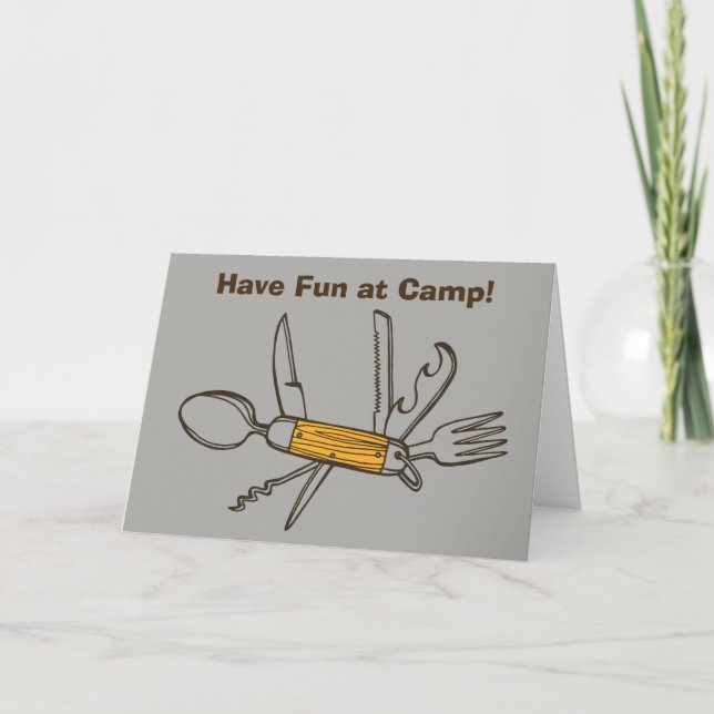Graue Grußkarte beim Camp Pocket Knife Karte (Vorderseite)