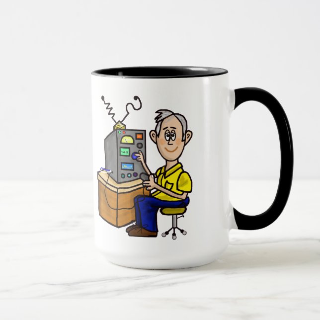 Graue Haar-Schinken-Radiobetreiber-Tasse fertigen Tasse (Rechts)