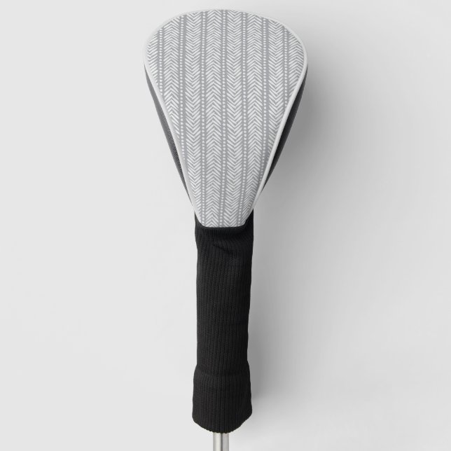 Graue Hand gezeichnetes Zickzack Muster Golf Headcover (Vorderseite)