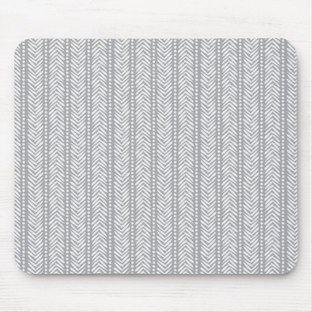Graue Hand gezeichnetes Zickzack Muster Mousepad (Vorne)
