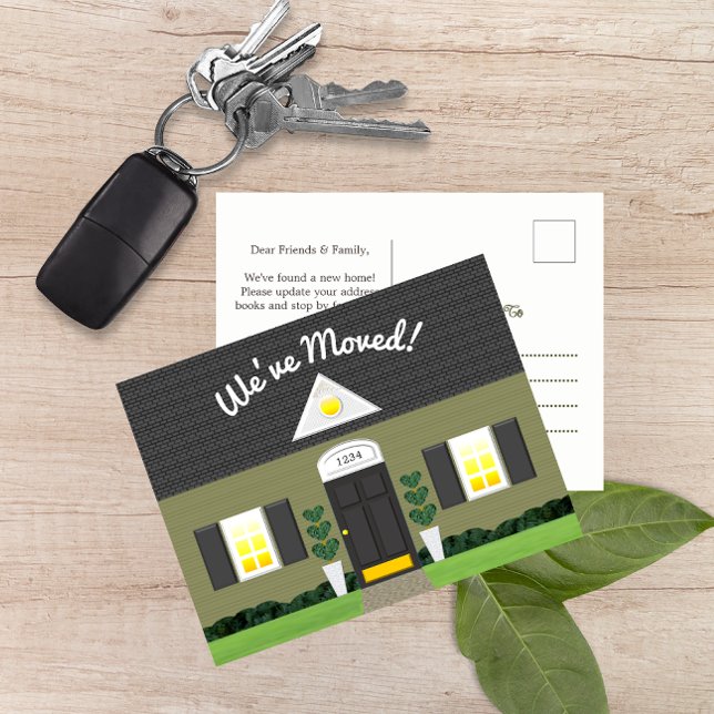 Graue Hausfassade Neue Adresse Postkarte (Von Creator hochgeladen)