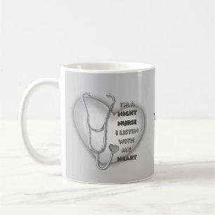 Graue Herz Nachtkrankenschwester Kaffeetasse