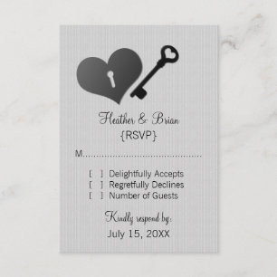 Graue Herz- und Tastenkarte RSVP Karte