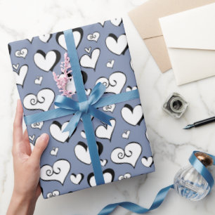 Graue Herzen Geschenkpapier