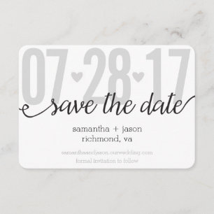 Graue Herzen und Zickzack große Zahlen Save the Da Date