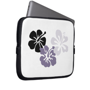 Graue Hibiskus-Elektronik-Tasche Laptopschutzhülle