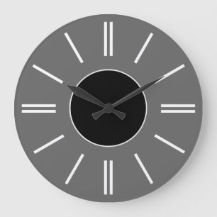 Graue Hintergrund-Schwarz-Mitte-weiße Streckentak Große Wanduhr