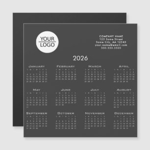 Graue Hinzufügen Ihres Logos 2026 Kalender Company Magnetkarte