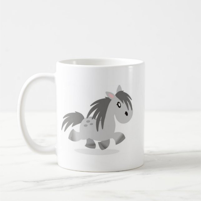 Graue Hochland-Pony-Cartoon-Tasse Kaffeetasse (Links)