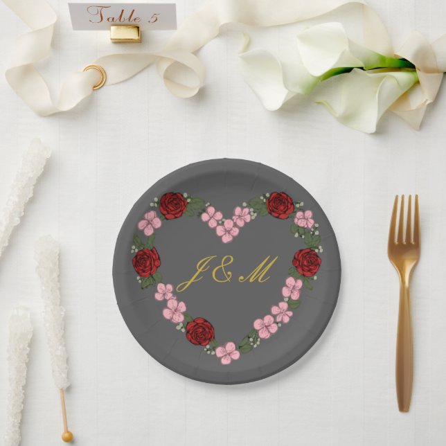 graue Hochzeit Pappteller (Hochzeit)