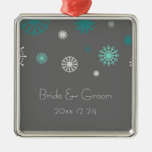 Graue Hochzeits-Name-Weihnachtsverzierung Silbernes Ornament