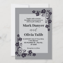 Graue Hochzeitseinladung / einfach & romantisch Einladung
