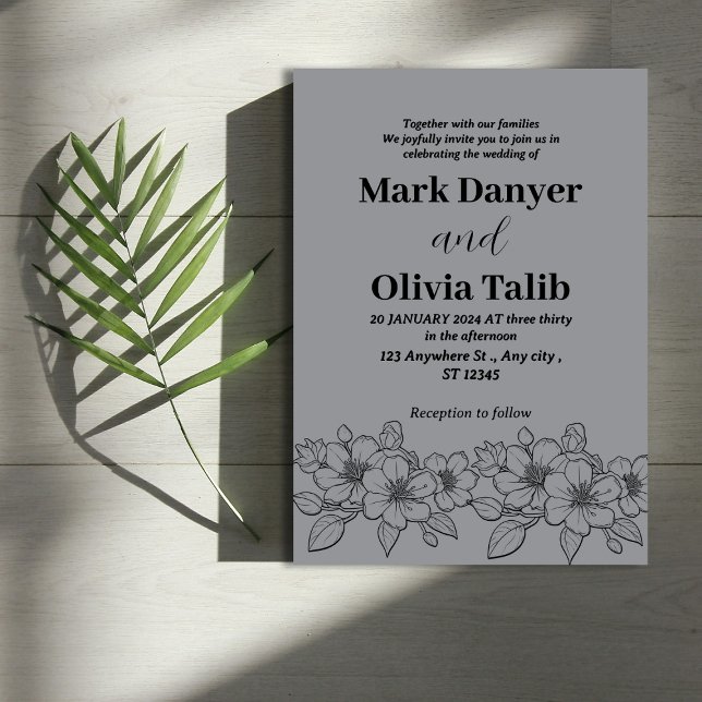 Graue Hochzeitseinladung / einfaches & romantische Einladung (Von Creator hochgeladen)