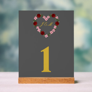 Graue Hochzeitstischnummern Acrylschild