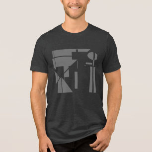 Graue Holzkohle-Formen Geometrisch Abstrakt MCM Gr Tri-Blend Shirt