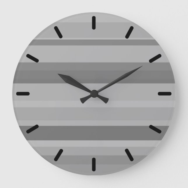 Graue horizontale Streifen Große Wanduhr (Vorderseite)