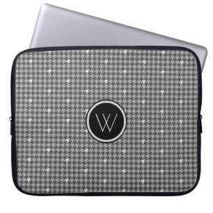 Graue Houndstooth-Laptop-Hülle mit silbernem Akzen Laptopschutzhülle