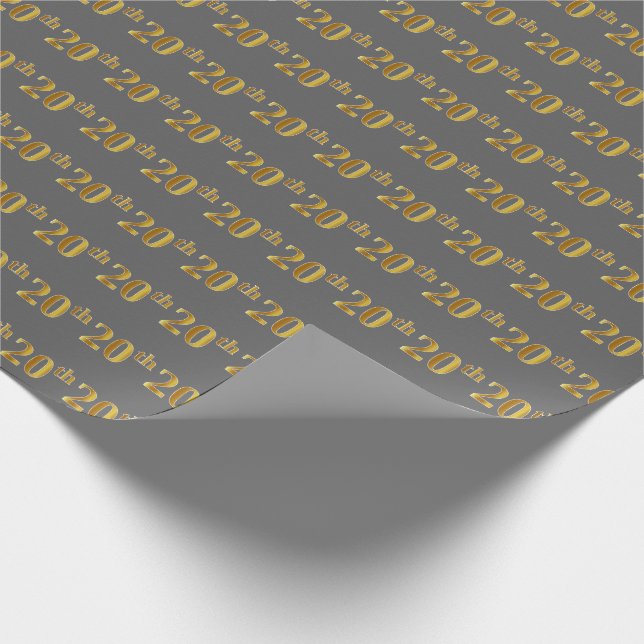 Graue, Imitate Gold 20. (Zwanzigste) Veranstaltung Geschenkpapier (Ecke)