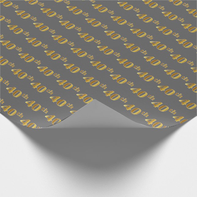 Graue, Imitate Gold 40. (40.) Veranstaltung Geschenkpapier (Ecke)