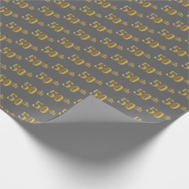 Graue, Imitate Gold 50. (Fünfzigste) Veranstaltung Geschenkpapier