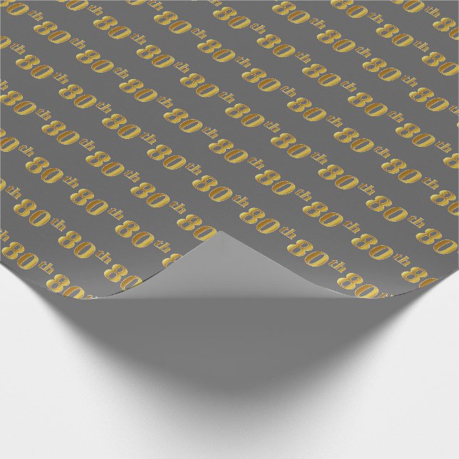 Graue, Imitate Gold 80. (Achtzigste) Veranstaltung Geschenkpapier (Ecke)