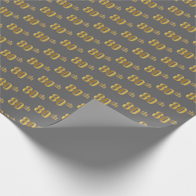 Graue, Imitate Gold 80. (Achtzigste) Veranstaltung Geschenkpapier (Ecke)