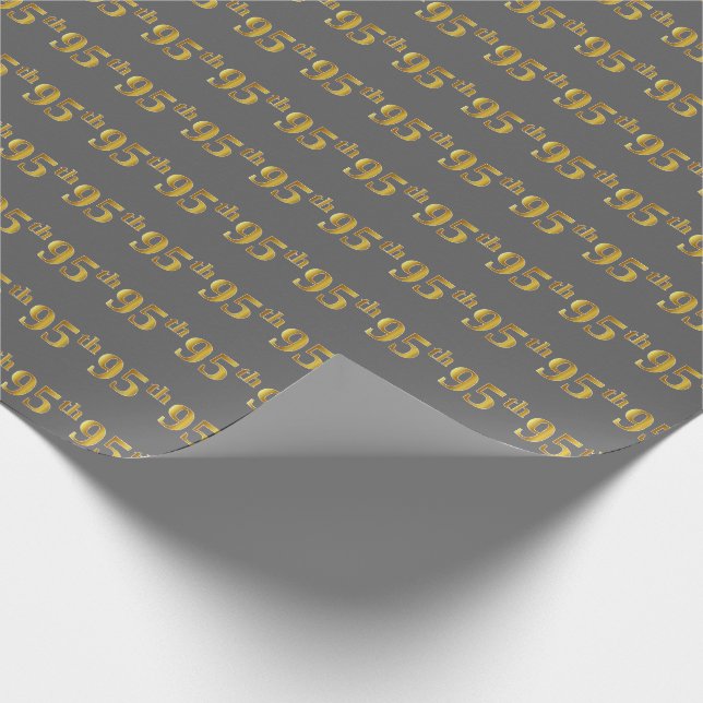 Graue, Imitate Gold 95. (fünfundneunzigste) Verans Geschenkpapier (Ecke)
