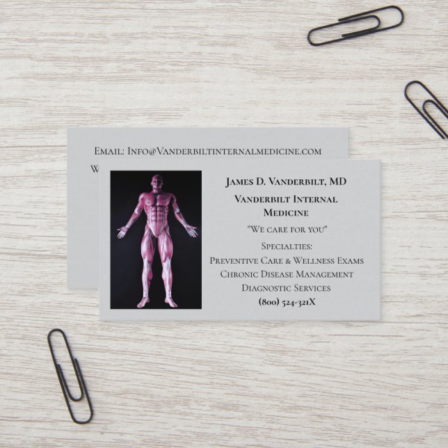 Graue Internistin DR Interne Medizin des menschlic Visitenkarte (Vorderseite/Rückseite Beispiel)