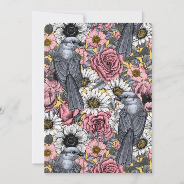 Graue Jay und Blume (Vorderseite)