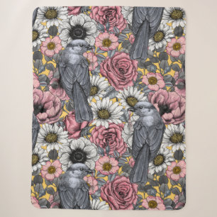Graue Jay und Blume Sherpadecke