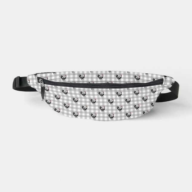 Graue Karierte Rooster Bauchtasche (Vorderseite)