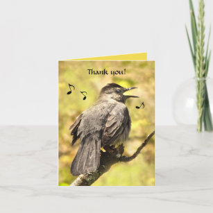 Graue Katvogel singen Dankeschön-Karte Dankeskarte
